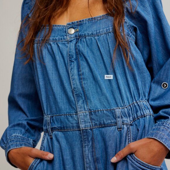 Free People CLARA DENIM JUMPSUIT GOING STEADY Going Steady Size XL - Picture 5 of 5